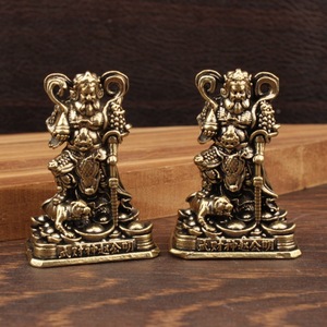 Figurine du dieu de la richesse Zhao Gongming en laiton pur, 2 pièces, ornement de décoration de table pour le nouvel an chinois - Product Image 1