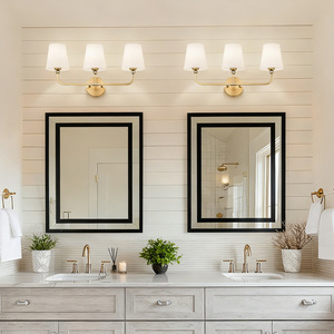Modern <b>Wall</b> Lamp 3-<b>Light</b> E26 Led Copper Body White Shade <b>Wall</b>-Mounted Bathroom Bedroom Lighting - Product Image 2