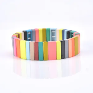 Bohemian Bracelet Handmade Friendship Stackable Enamel Rainbow Tile Bracelet Fashion Bangles