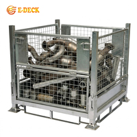 Chariots de stockage pliables en treillis métallique galvanisé à chaud, empilables