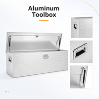 Boîte à outils en aluminium de 39 pouces avec plaque diamantée, double vérins à gaz, loquet à palette verrouillable, résistante aux intempéries et à la rouille pour camionnette