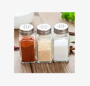 Vasetti di spezie di pepe di sale in polvere di condimento in vetro da cucina a buon mercato all'ingrosso con coperchi in metallo