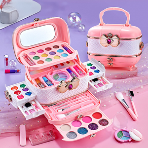 Kit <span class=keywords><strong>de</strong></span> maquillage princesse pour filles, ensemble cosmétique non toxique et lavable avec fard à paupières, rouge à lèvres, vernis à ongles, trousse <span class=keywords><strong>de</strong></span> toilette portable - Product Image 1