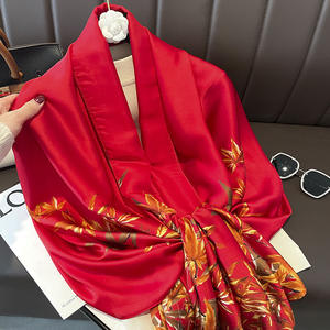 Selendang Satin Afrika Hijau Tua Mode 2025, Selendang Sutra Hitam Putih untuk Wanita 90x180cm, Selendang Kepala - Product Image 4