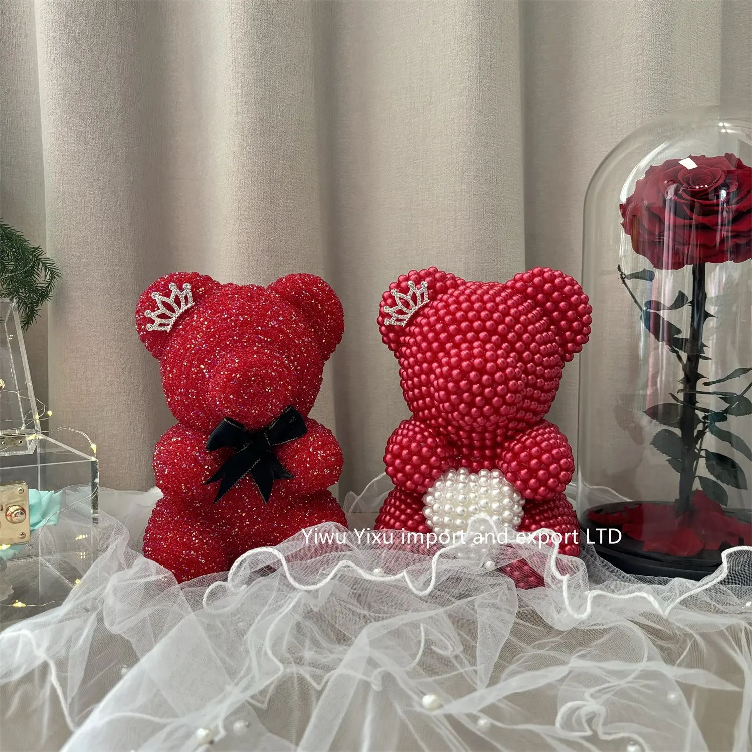 Idea regalo di lusso 2024 regalo artigianale di san valentino regalo di festa della mamma orsacchiotto di rosa piccolo orsacchiotto di perle orsacchiotto di diamanti