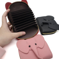 Portefeuille à cartes éléphant tendance 2026, adorable porte-monnaie en PU éléphant pour fille, mini porte-cartes éléphant Deltaa pour femmes