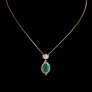 สร้อยคอจี้เพชรลายมรกตสร้อยคอดีไซน์มินิมอลสำหรับผู้หญิงจี้ทอง14K สินค้าแฮนด์เมดแฟชั่นจำนวนมาก - Product Image 1