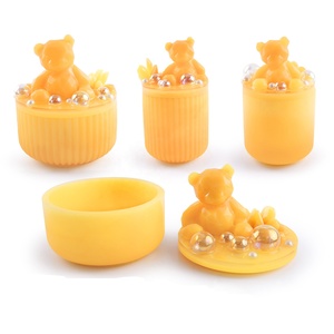 Stampo per barattolo di stoccaggio di 2 dimensioni stampo rotondo in Silicone per tazza di candela con coperchio per resina in gesso - Product Image 1