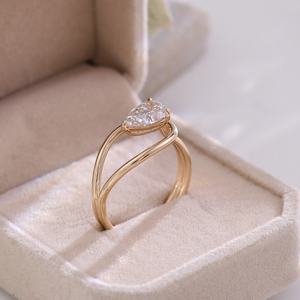 Bague en diamant de culture, or jaune 18 carats, poire, VS1, certificat IGI, pour mariage, anniversaire, cadeau, usage quotidien, bijoux fins, personnalisable - Product Image 3