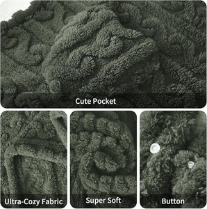 Couverture portable en peluche, châle en polaire TV, couverture polaire Sherpa avec poches pour adultes 58'' x 64'' - Product Image 3