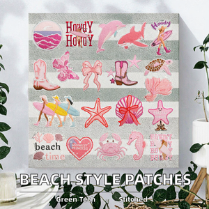 Hierro bordado Rosa playa estilo mar estrella delfín parches fieltro sombrero bolsa ropa decoraciones Howdy mar casa bota PVC - Product Image 2