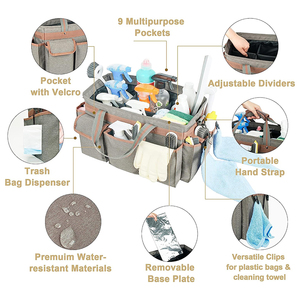 Waterproof Household <b>Cleaning</b> <b>Caddy</b> Tote with Multi-Pockets Folding Storage Organizer Shoulder Strap Carrying <b>Cleaning</b> Supplies - Product Image 2
