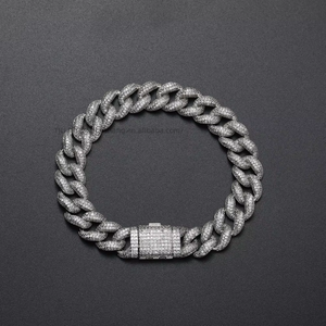 12Mm Box Buckle <b>Cuban</b> Bracelet Hip Hop Full Zirconium Men's Bracelet Tanjing Fashion Lijing Necklace - Product Image 2