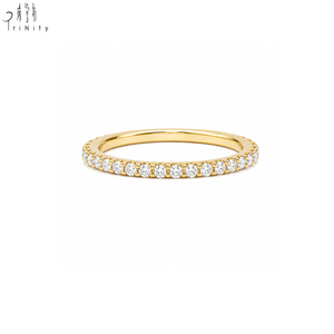 Anillo apilable de diseño clásico, muy vendido, de oro macizo de 18 quilates con diamantes naturales auténticos, ideal para uso diario. - Product Image 1