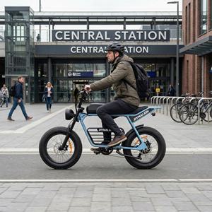 Vélo électrique compact rétro à pneus larges avec phare LED, connecteur de station, idéal pour les trajets en ville et les cyclistes nomades - Product Image 2