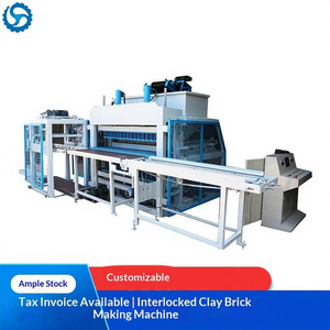 Machine à briques de terre compactées à emboîtement automatique, version export, personnalisable, FL10-10, avec moteur de pompe PLC à chaîne africaine - Product Image 1