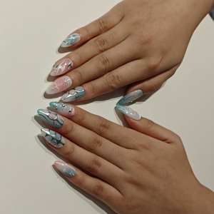 <span class=keywords><strong>Uñas</strong></span> Postizas de Moda Muhaha: Degradado Azul-<span class=keywords><strong>Rosa</strong></span> Estilo Y2K para Millennials - Product Image 4