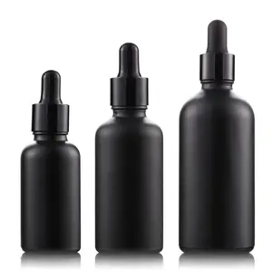 Compte-gouttes en verre noir mat givré, bouteilles d'huile essentielle en verre, à vendre, 5ML 10ML 15ML 20ML 30ML 50ML 100ML, livraison gratuite, chine