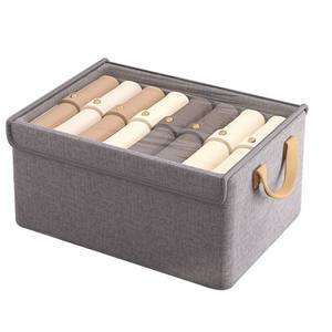 Caja organizadora de ropa, rectangular, plegable, apilable, con tapa, para guardar pantalones, camisas, calcetines, ropa interior, color sólido - Product Image 1