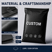 Enveloppe en polyéthylène biodégradable noir mat avec logo personnalisé, durable, écologique, pour l'expédition et l'emballage de vêtements