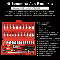 Jeu de 46 clés multifonctionnelles pour réparation automobile, boîte à outils manuelle universelle, petits outils à main, jeu de douilles inclus, vente en gros