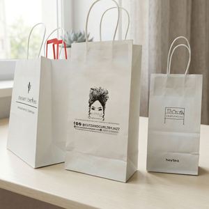 ถุงกระดาษคราฟท์สีน้ำตาลขาวสำหรับใส่ของตกแต่งเสื้อผ้า  โลโก้สั่งทำได้ ย่อยสลายได้ เป็นมิตรกับสิ่งแวดล้อม รีไซเคิลได้ - Product Image 2