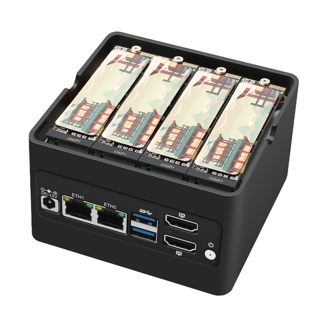 TOPTON X86 Pocket NAS Mini PC NANO MINI 4xM.2 NVMe Slot DDR5 8G+512G SSD Intel N150 N100 2xUSB3.2 Industrial New Pfsense OS