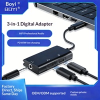 Adaptateur pour casque 3-en-1, câble adaptateur de prise Live, convertisseur audio Type-C, charge rapide PD
