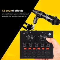 Kit de Micrófono Condensador Cardioide Profesional BM800 con Cable + Tarjeta de Sonido V8, Brazo Articulado, Soporte Antivibración, Filtro Pop y LED de Audio