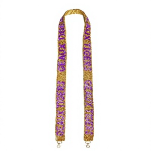 CRYSTAL CRAFT Vintage Eco-Friendly Beaded <b>Strap</b> GEAUX TIGERS Purple Gold Fashion <b>Handbag</b> Accessory Hook - Product Image 1