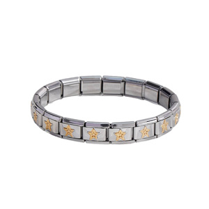 Stainless Steel Modular Bracelet Star Pattern Elastic Unisex Jewelry - Product Image 5