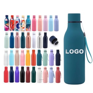 Botella de Agua Deportiva de 550 ml con Logotipo Personalizado, Botella Térmica de Acero Inoxidable con Recubrimiento de Goma, Termo Metálico - Product Image 1