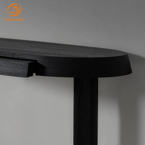 Contemporary Black Wooden Sculpted <strong>Mirrored</strong> <strong>Console</strong>/End Table for Villa Living Room Hotel Bedroom Rustic Decoration - Product Image 5