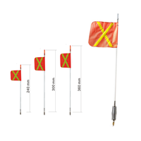 Nouveau fouet lumineux LED clignotant de sécurité routière pour l'exploitation minière, flexible à ressort en PVC, 1,2 m - 3,6 m, avec drapeau orange et base magnétique, certifié ECE