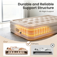 Matelas pneumatique en PVC avec pompe intégrée amovible, dessus floqué convertible, soutien robuste toute la nuit, sans perte d'air, lit gonflable compact