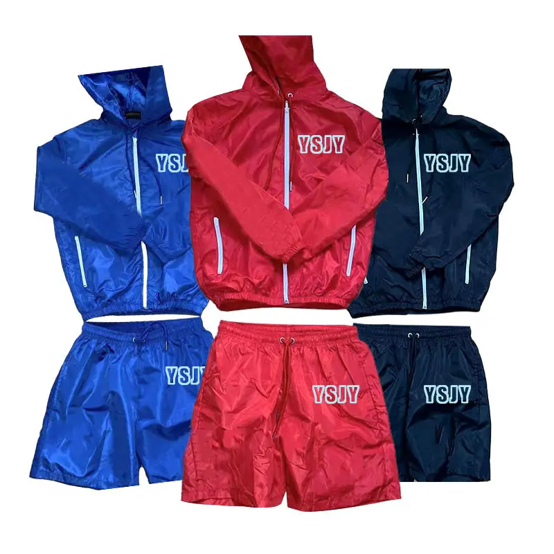 Factory price windbreaker short set sweatsuit high quality shorts and jacket set men