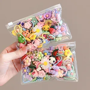 Bando Karet Kecil Anak-anak, 10 Buah/Set Kartun Bayi Perempuan Bunga Buah Bando Elastis Aksesoris Rambut Anak-anak Cincin Rambut