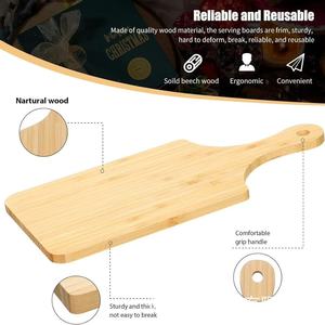 Planche à découper en bambou avec poignée pour pizza, fruits, pain, steak, usage en cuisine, matériau en bois de couleur unie, style simple - Product Image 5