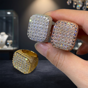 Fashion <b>Man</b> Luxury Hip Hop Fine Jewelry Fully S925 <b>Silver</b> Gold Plated Iced Out VVS D Moissanite Square Round <b>Ring</b> - Product Image 3