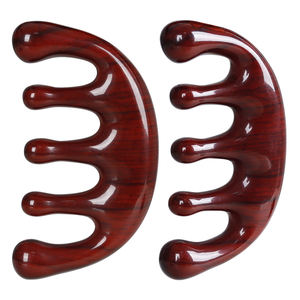 Maßgefertigter Fünf-Zahn-Breitzahnkamm aus Kunstharz mit Holzmaserung, Akupressur-Kopf-Meridian-Kopfhaut-Guasha-Massagewerkzeug - Product Image 1