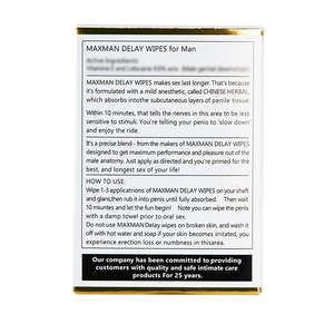 Natural Formula Male Delay Wipes Safe Reliable Male Delay Wipes Long Lasting Intimate Care <strong>Sexual</strong> Health Wipes - Product Image 2