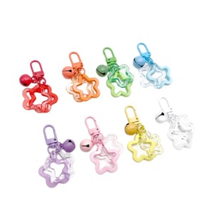 Custom Candy Colored Acrylic <b>Star</b> Bell Keychain With Zinc Alloy <b>Clip</b> For Backpack Handbag Accessory Pendant - Product Image 4