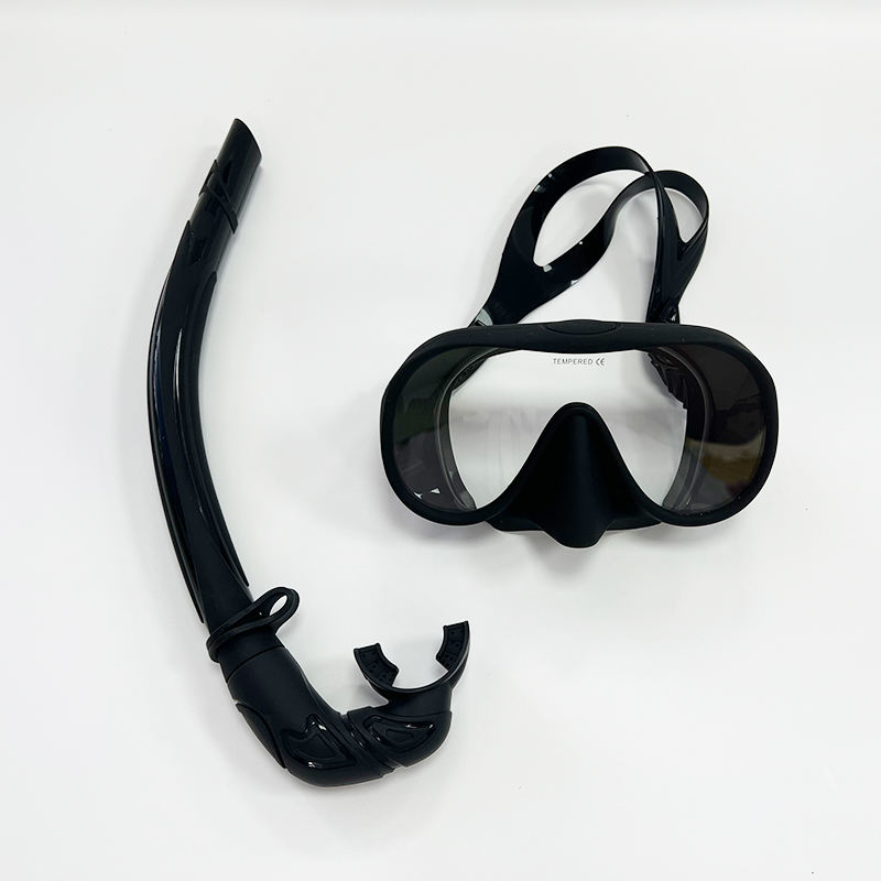 Oem Odm Logo Swimming Tube Low Volume Mask Silicon Snorkel Set Same Color Diving Mask Snorkel