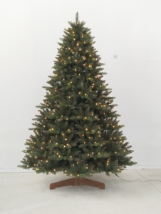 Nuevo Árbol de Navidad Artificial de PE/PVC con Base de Madera y Metal, Preiluminado con Luces Cálidas, Decoración Navideña para Interiores, Resistente al Fuego - Product Image 3