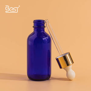 Venta al por mayor azul cobalto 15ml 30ml 60ml 120ml botella de aceite esencial de vidrio Boston con cuentagotas de plástico/aluminio - Product Image 2