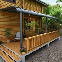 Canopée en Polycarbonate avec auvent en aluminium, auvent en porte-à-faux verre