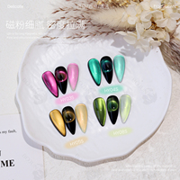 Poudre brillante effet miroir œil de chat sans métaux lourds série HY, pigment magnétique écologique pour nail art, 8 couleurs, professionnel pour salon
