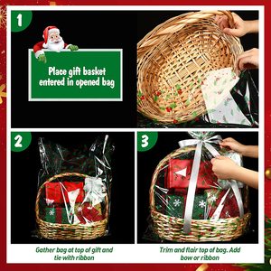 <span class=keywords><strong>24x36</strong></span> pouces bonhomme de neige noël Santa Cellophane sacs de panier avec nœud de traction - Product Image 4