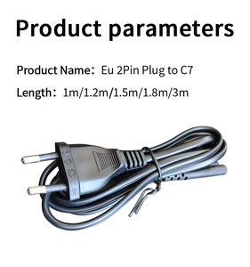 Ce VDE EU 2 prong 2pin C7 0.75 MÉT 1Meter cho video PS4 cáp điện ps5 dây điện - Product Image 6