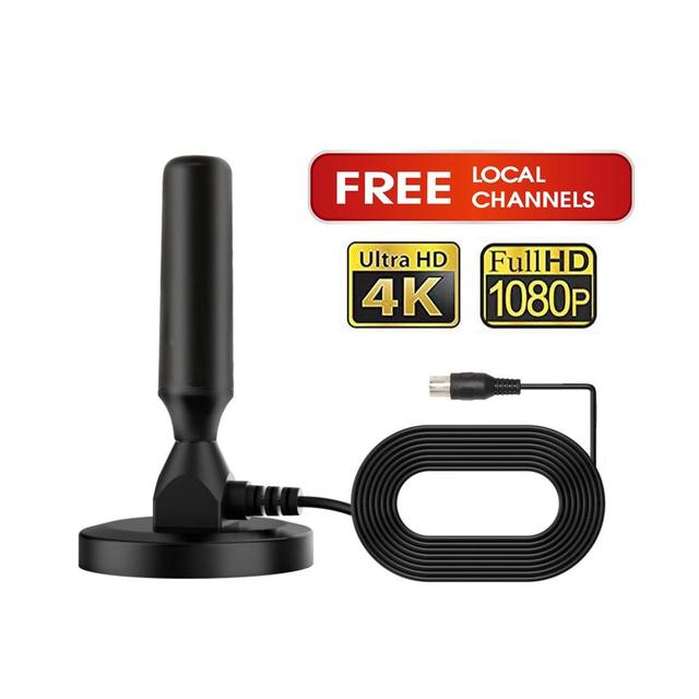Digital Antenna for Smart TV with Strong Magnetic Base Support 4K 1080P Long Distance Free Channels VHF & UHF Antenna